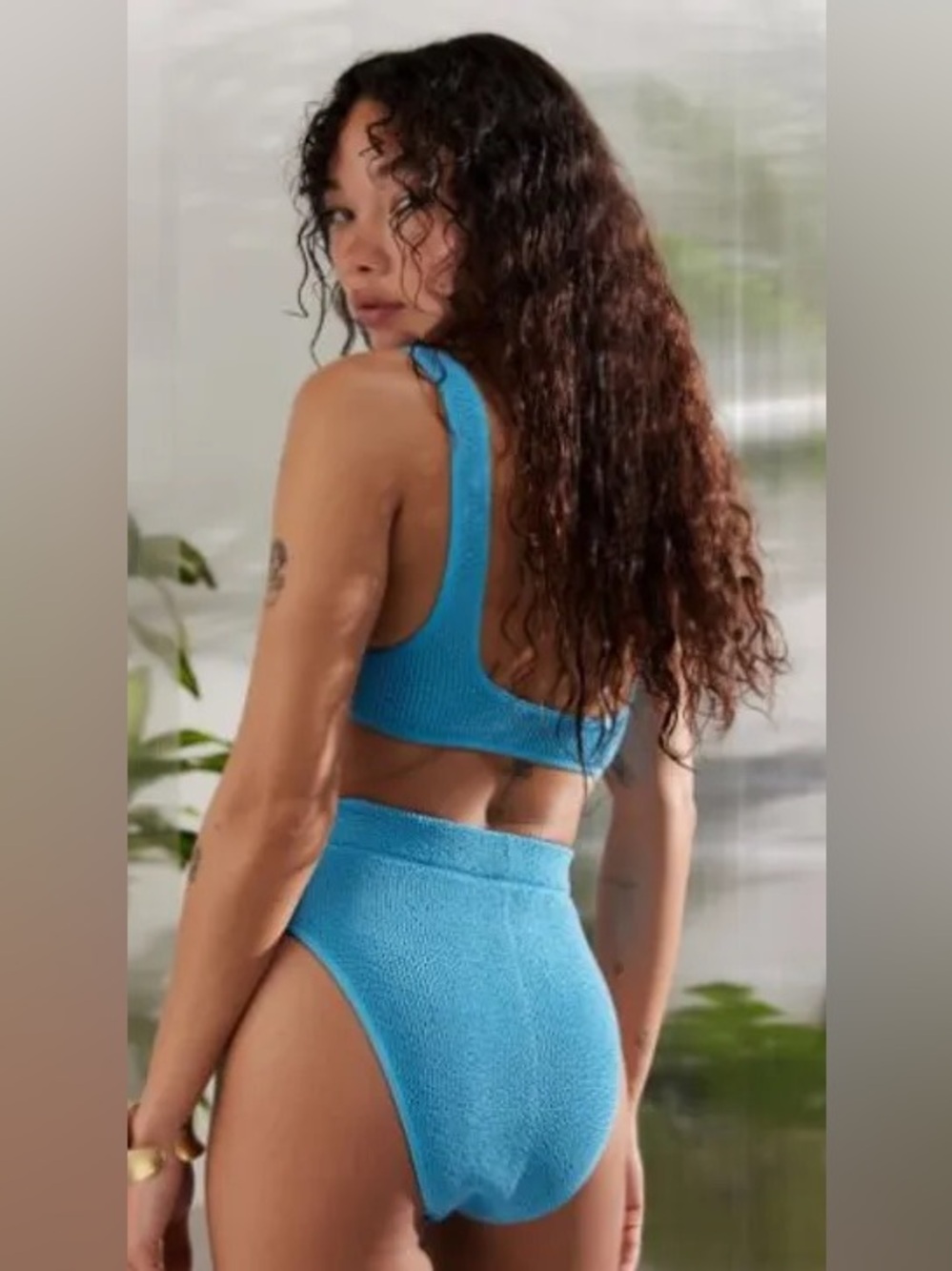 Urban Outfitters Turquoise Textured Two-Piece Bikini Set